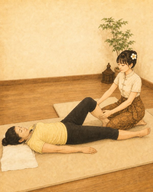 片膝立て下腿ほぐし